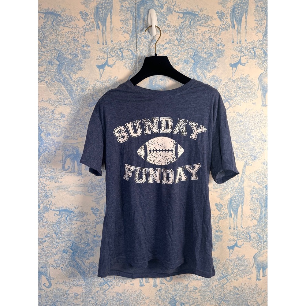 Sunday Funday Football Graphic Tee Navy Blue Game Day T-Shirt Dallas Cowboys M
